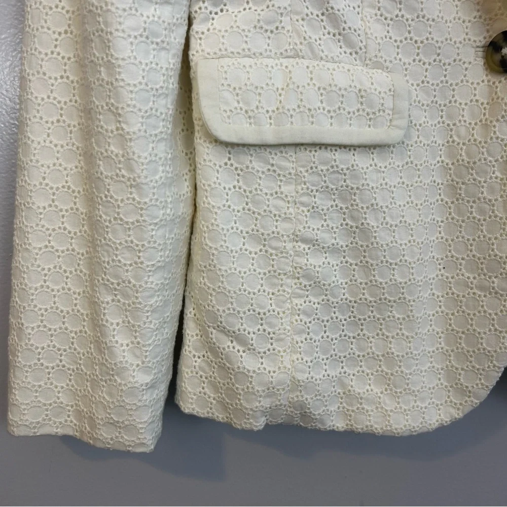 NWOT Boden Ivory Eyelet Lace Cotton Fitted Blazer/Jacket Size 4 NEW